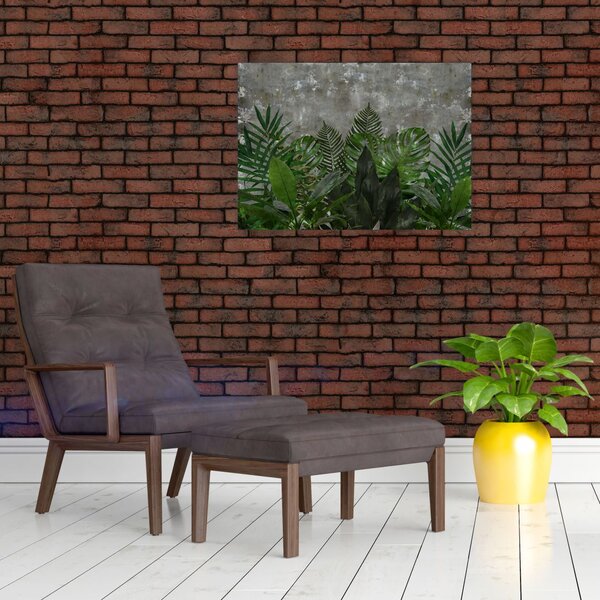 Slika - Betonski zid z rastlinami (70x50 cm)