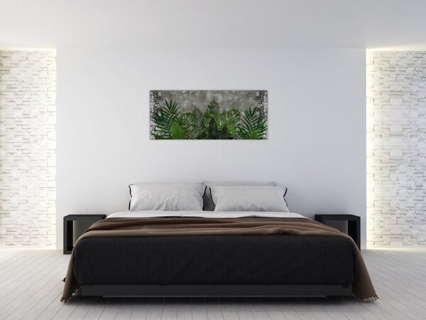 Slika - Betonski zid z rastlinami (120x50 cm)