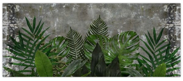 Slika - Betonski zid z rastlinami (120x50 cm)