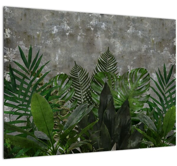 Slika - Betonski zid z rastlinami (70x50 cm)