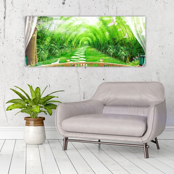 Slika - Pogled na tropski vrt (120x50 cm)