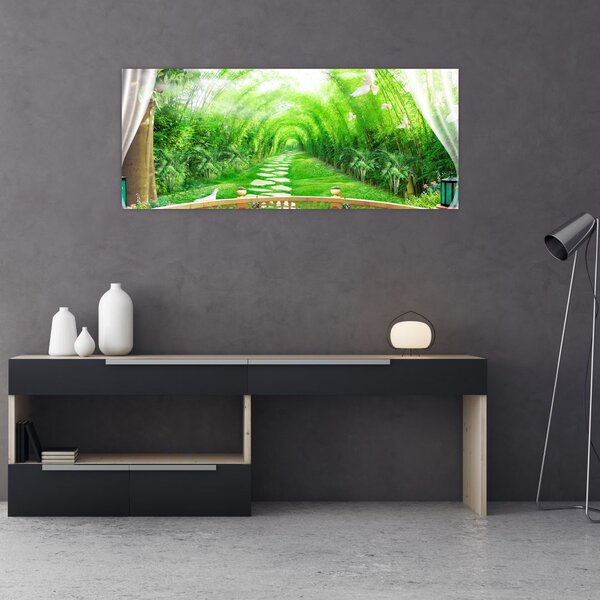 Slika - Pogled na tropski vrt (120x50 cm)