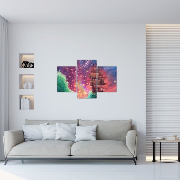 Slika - Ladja z vesoljskim nebom (90x60 cm)