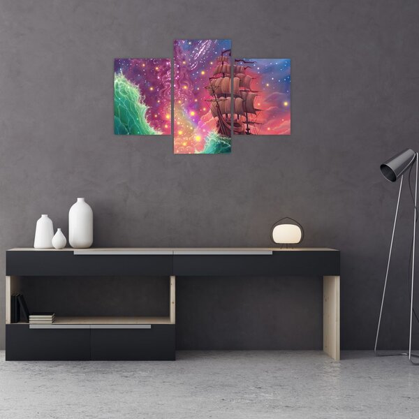 Slika - Ladja z vesoljskim nebom (90x60 cm)