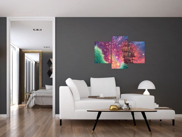 Slika - Ladja z vesoljskim nebom (90x60 cm)