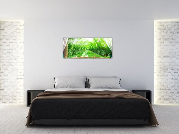 Slika - Pogled na tropski vrt (120x50 cm)
