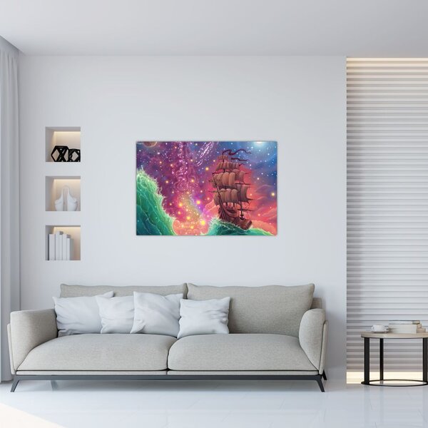 Slika - Ladja z vesoljskim nebom (90x60 cm)