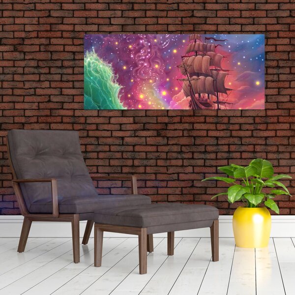 Slika - Ladja z vesoljskim nebom (120x50 cm)