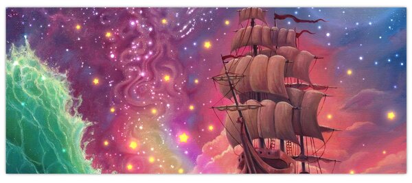 Slika - Ladja z vesoljskim nebom (120x50 cm)