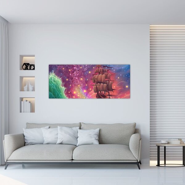 Slika - Ladja z vesoljskim nebom (120x50 cm)