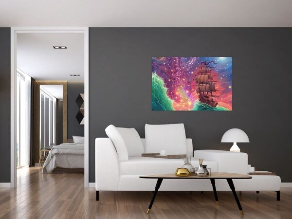 Slika - Ladja z vesoljskim nebom (90x60 cm)