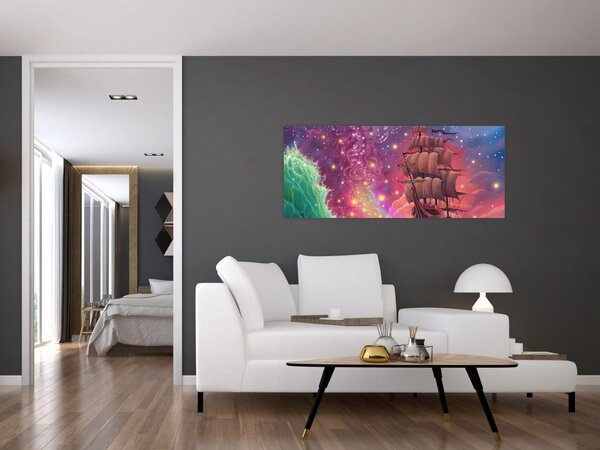 Slika - Ladja z vesoljskim nebom (120x50 cm)