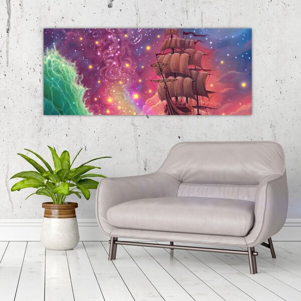 Slika - Ladja z vesoljskim nebom (120x50 cm)