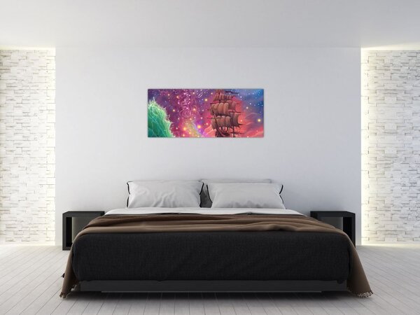 Slika - Ladja z vesoljskim nebom (120x50 cm)