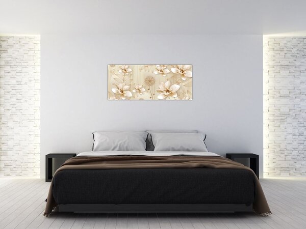 Slika - Kompozicija zlatih rož (120x50 cm)
