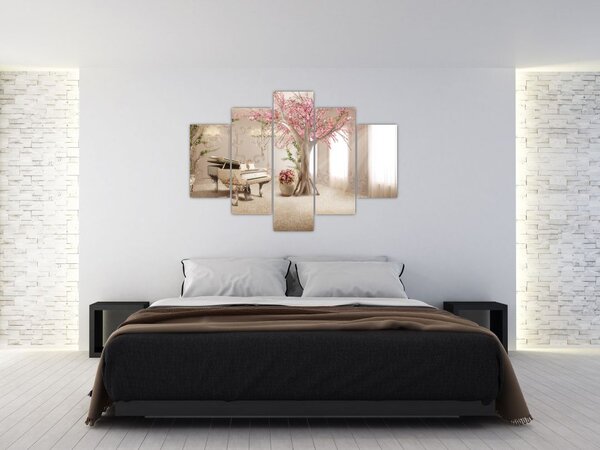 Slika - Sanjska notranjost s klavirjem (150x105 cm)
