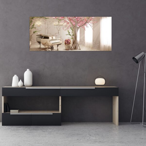 Slika - Sanjska notranjost s klavirjem (120x50 cm)