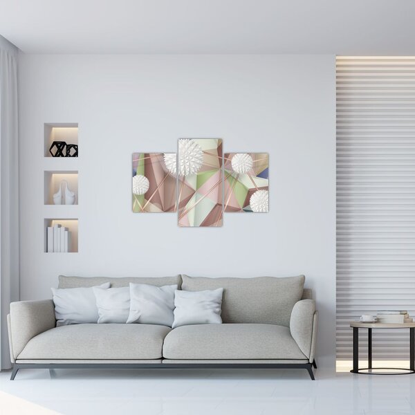 Slika - 3D abstrakcija v pastelnih barvah (90x60 cm)
