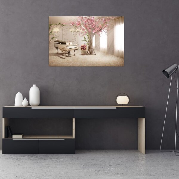 Slika - Sanjska notranjost s klavirjem (90x60 cm)