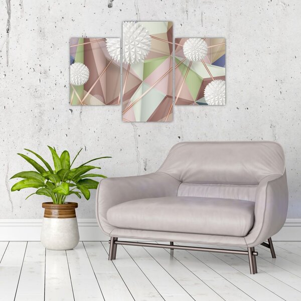 Slika - 3D abstrakcija v pastelnih barvah (90x60 cm)
