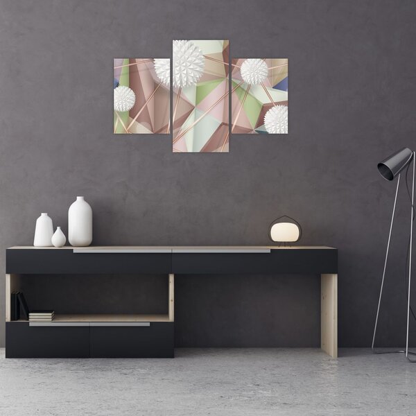 Slika - 3D abstrakcija v pastelnih barvah (90x60 cm)