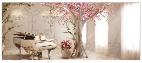 Slika - Sanjska notranjost s klavirjem (120x50 cm)