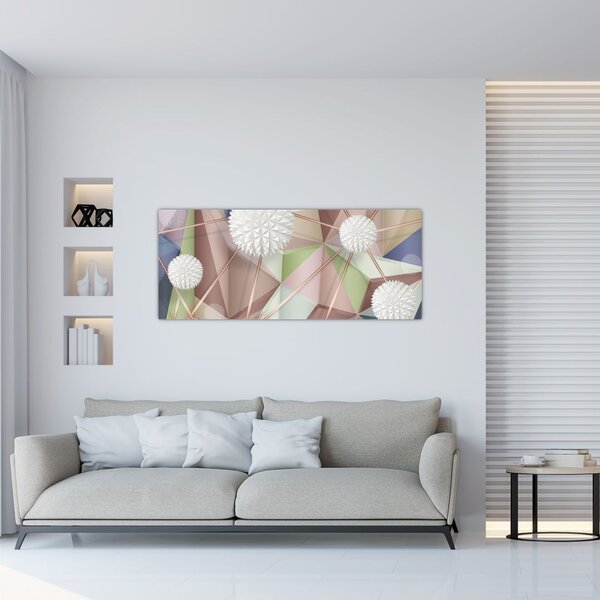Slika - 3D abstrakcija v pastelnih barvah (120x50 cm)