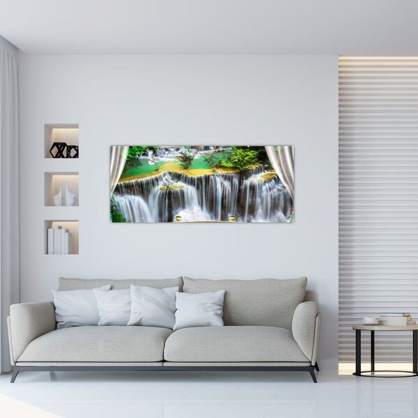 Slika - Pogled na čarobne slapove (120x50 cm)