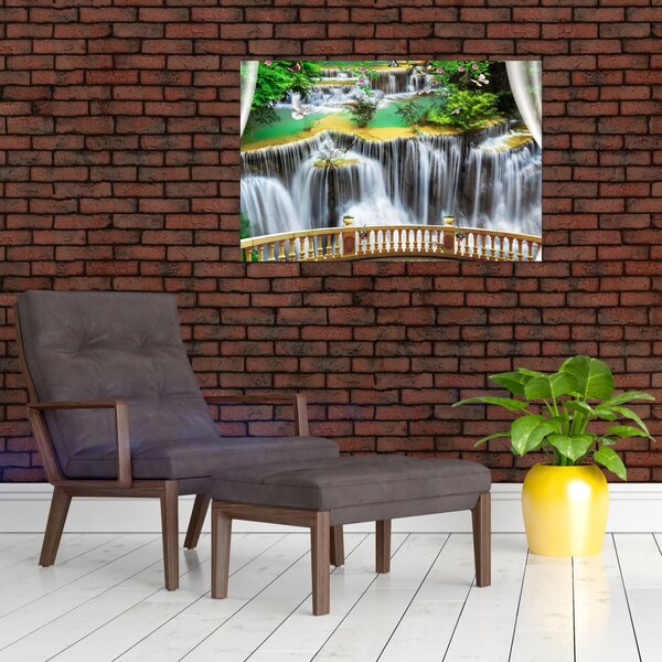 Slika - Pogled na čarobne slapove (90x60 cm)
