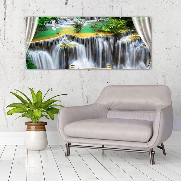 Slika - Pogled na čarobne slapove (120x50 cm)