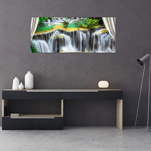 Slika - Pogled na čarobne slapove (120x50 cm)