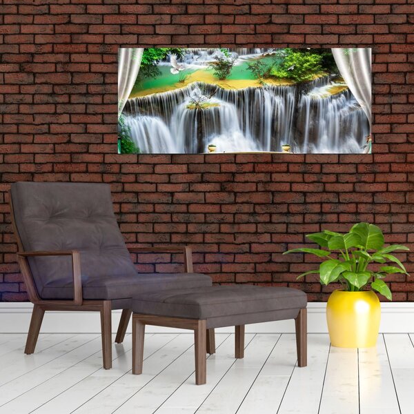 Slika - Pogled na čarobne slapove (120x50 cm)