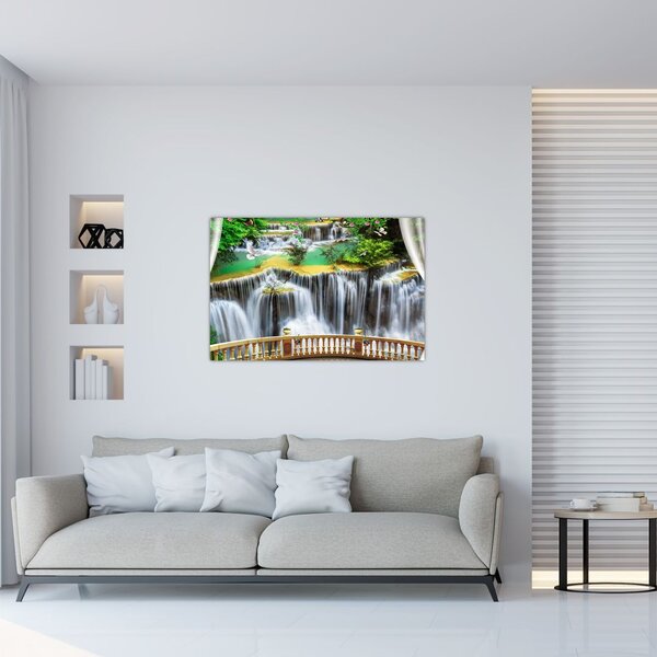 Slika - Pogled na čarobne slapove (90x60 cm)