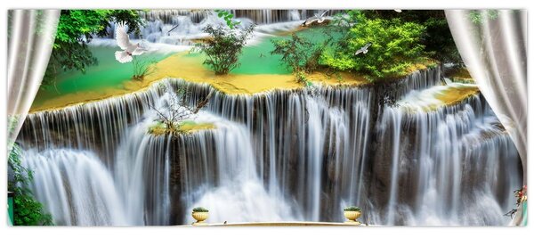 Slika - Pogled na čarobne slapove (120x50 cm)