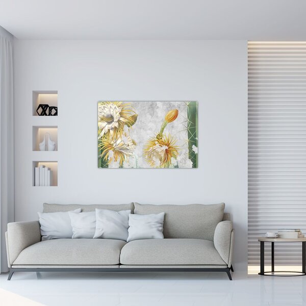 Slika - Cvetoči kaktusi, vintage (90x60 cm)