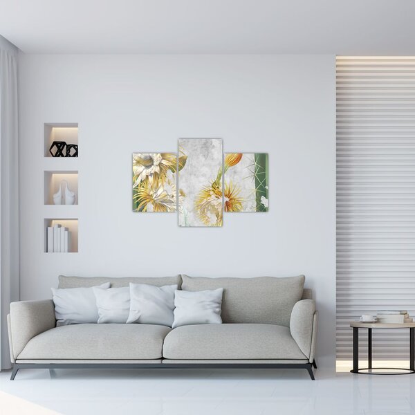 Slika - Cvetoči kaktusi, vintage (90x60 cm)