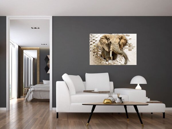 Slika - Slon prebija zid (90x60 cm)