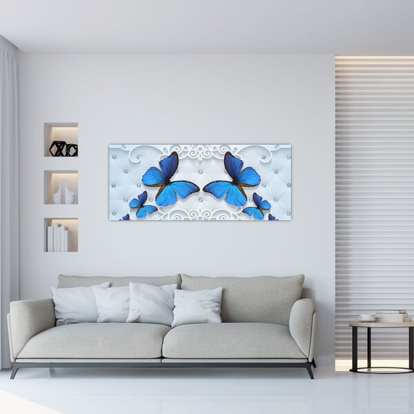 Slika - Modri ​​metulji (120x50 cm)