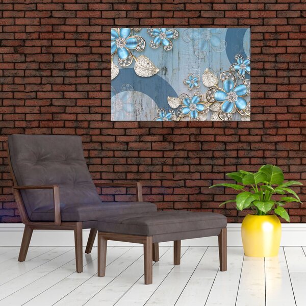 Slika - Modre rože (90x60 cm)