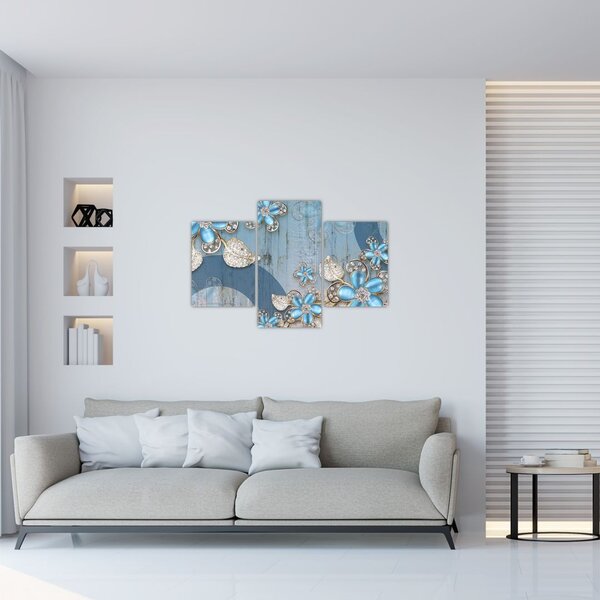 Slika - Modre rože (90x60 cm)