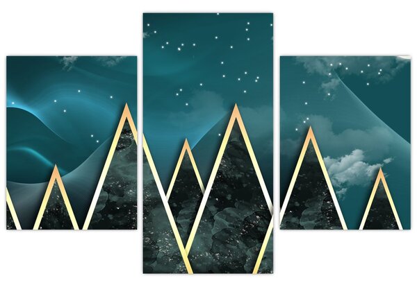Slika - Polna luna nad zlatimi gorami (90x60 cm)