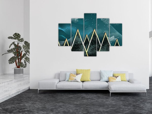 Slika - Polna luna nad zlatimi gorami (150x105 cm)