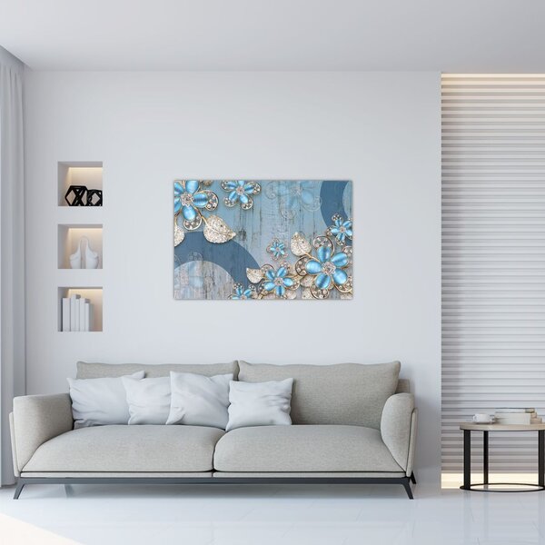 Slika - Modre rože (90x60 cm)