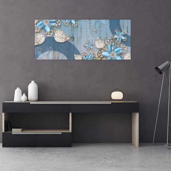 Slika - Modre rože (120x50 cm)