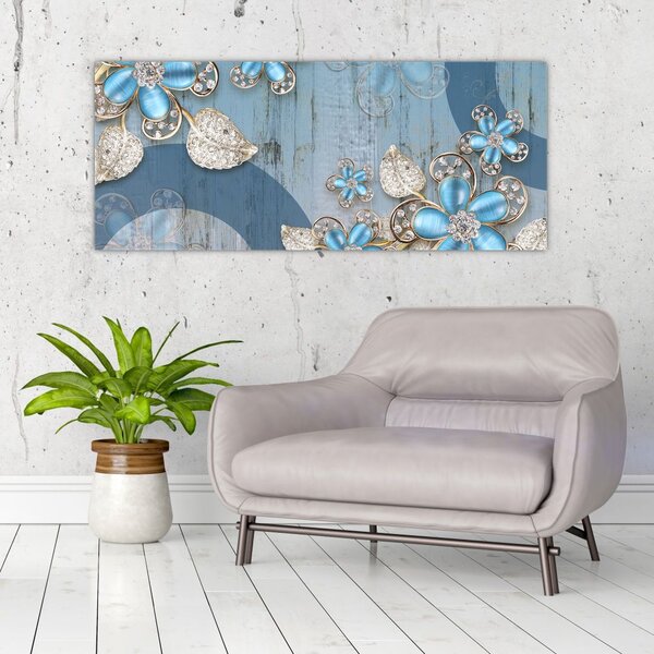 Slika - Modre rože (120x50 cm)