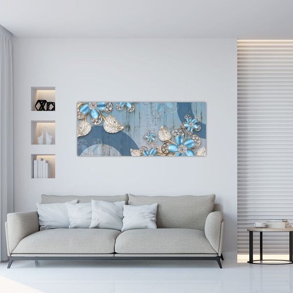 Slika - Modre rože (120x50 cm)