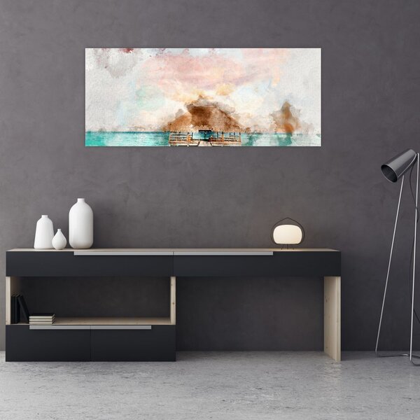 Slika - Maldivi, lesen pomol (120x50 cm)