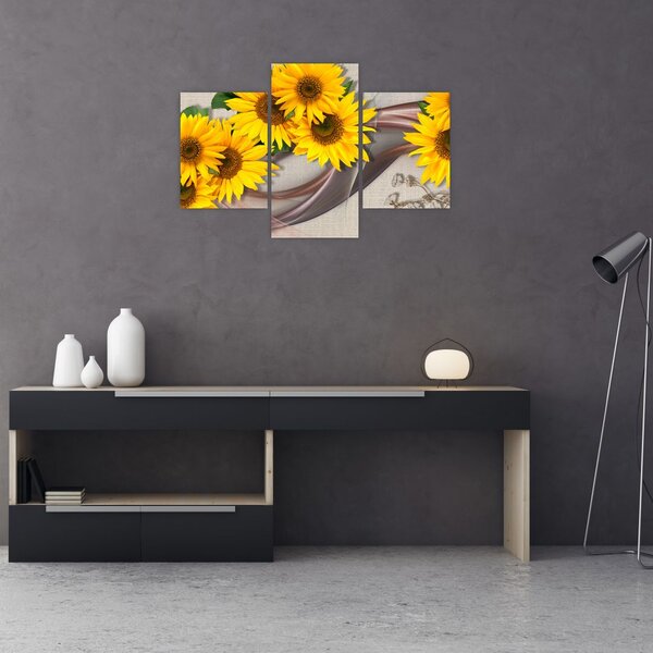 Slika - Svetleči cvetovi sončnic (90x60 cm)
