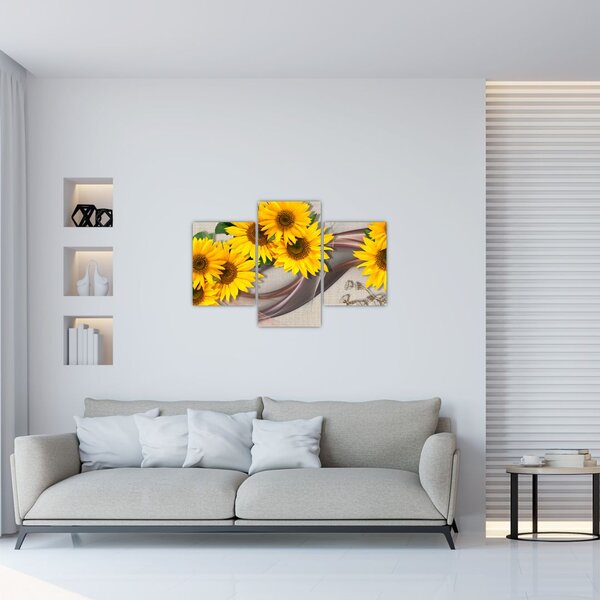 Slika - Svetleči cvetovi sončnic (90x60 cm)