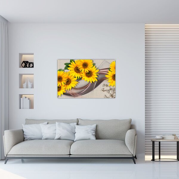 Slika - Svetleči cvetovi sončnic (90x60 cm)